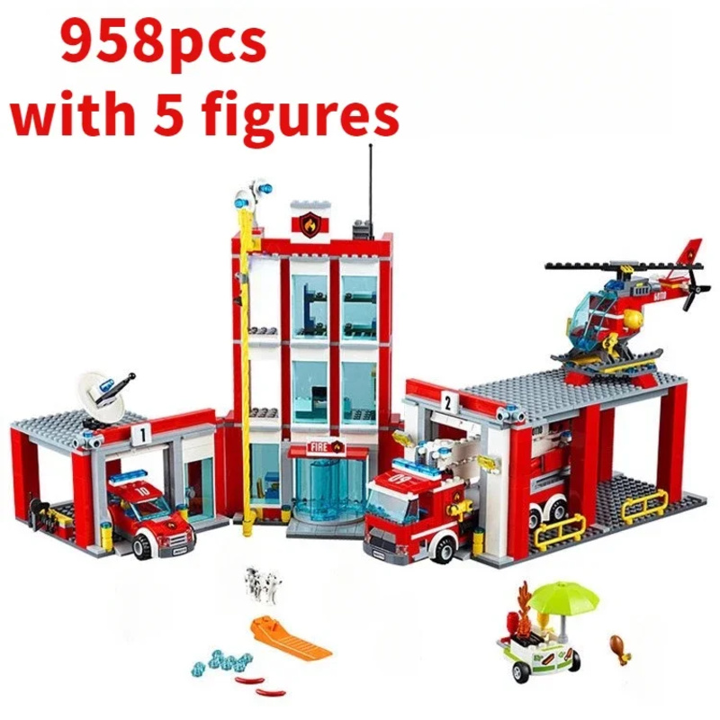 Lego Set City - Set Blok Bangunan Gedung Pemadam Kebakaran